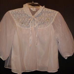 Miss Siren vintage bed jacket pink EUC